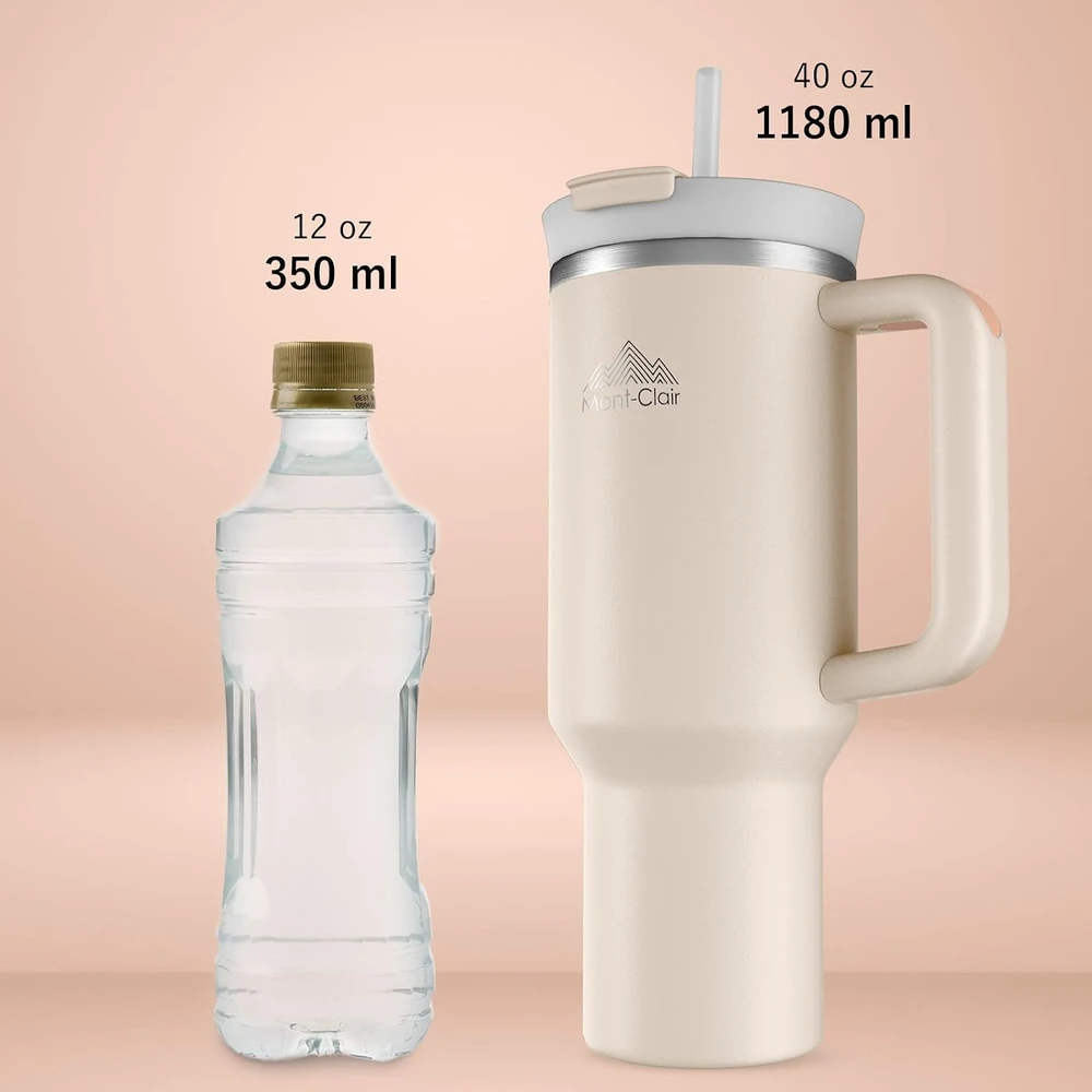 Mont-Clair sandarus izoliuotas kelioninis puodelis su šiaudeliu, 1 l, MOTUM5198