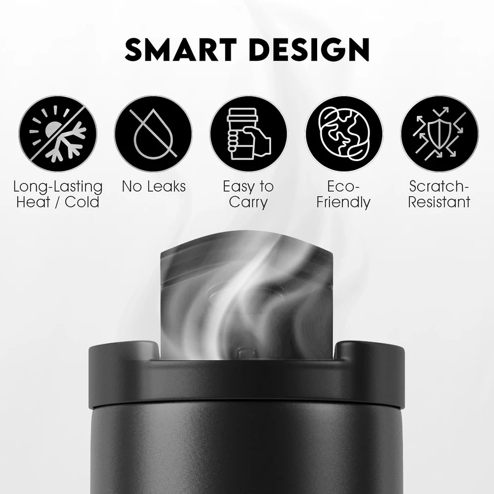 Mont-Clair termopuodelis 550 ml su dangteliu, nerūdijančiojo plieno, juodas
