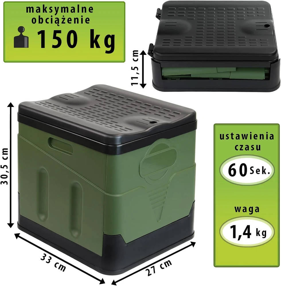 Montafox sulankstoma mobili turistinė tualeto dėžė, 150 kg apkrova, polipropilenas, 25 l