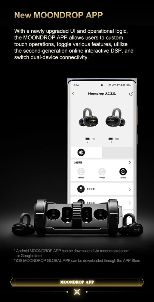 Moondrop belaidės į ausis dedamos ausinės Bluetooth 6.0 su hibridiniais tvarkykliais MD-OWS-014