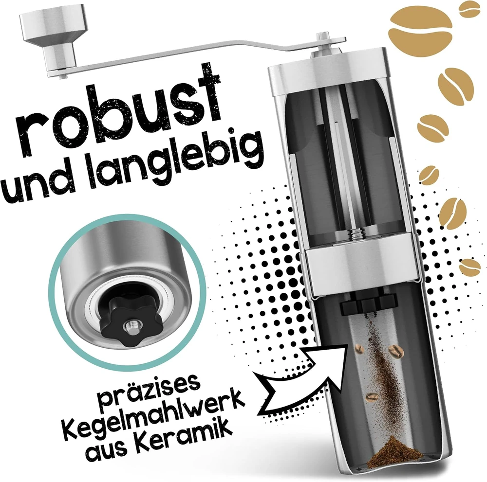 Kavamalė Morgenheld rankinis kavos malūnėlis su keraminėmis kūginėmis girnomis, 18 g, MHE_003
