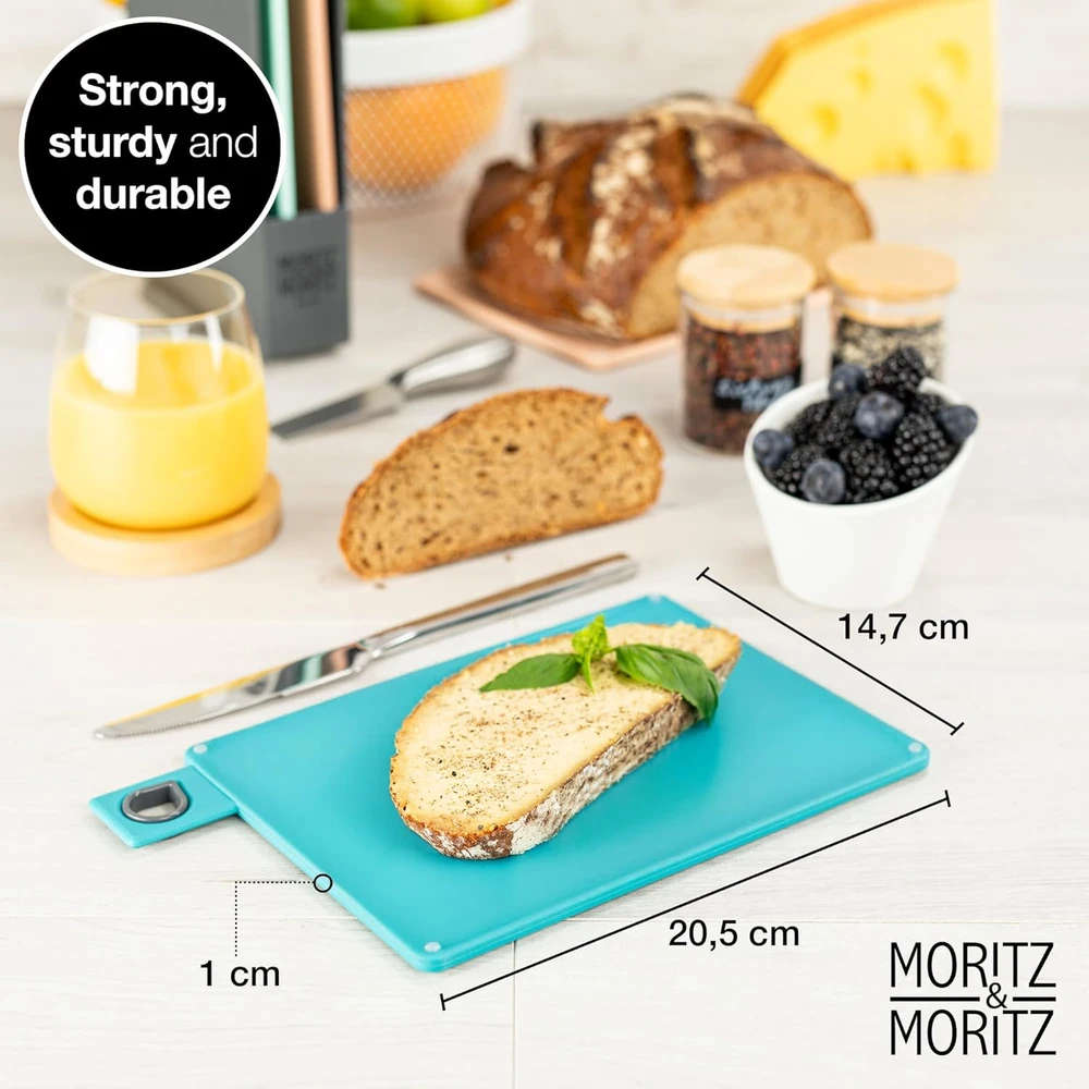 Moritz & Moritz plastikinių pjaustymo lentelių rinkinys su stovu, 4 vnt., 20,5 x 14,5 cm, neslystančios