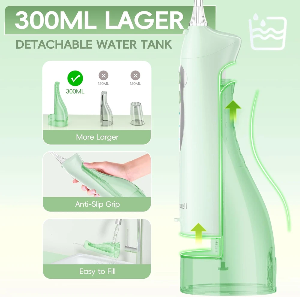 Mornwell belaidis burnos irigatorius 300 ml, IPX7, 3 režimai, 1400 mAh, D52