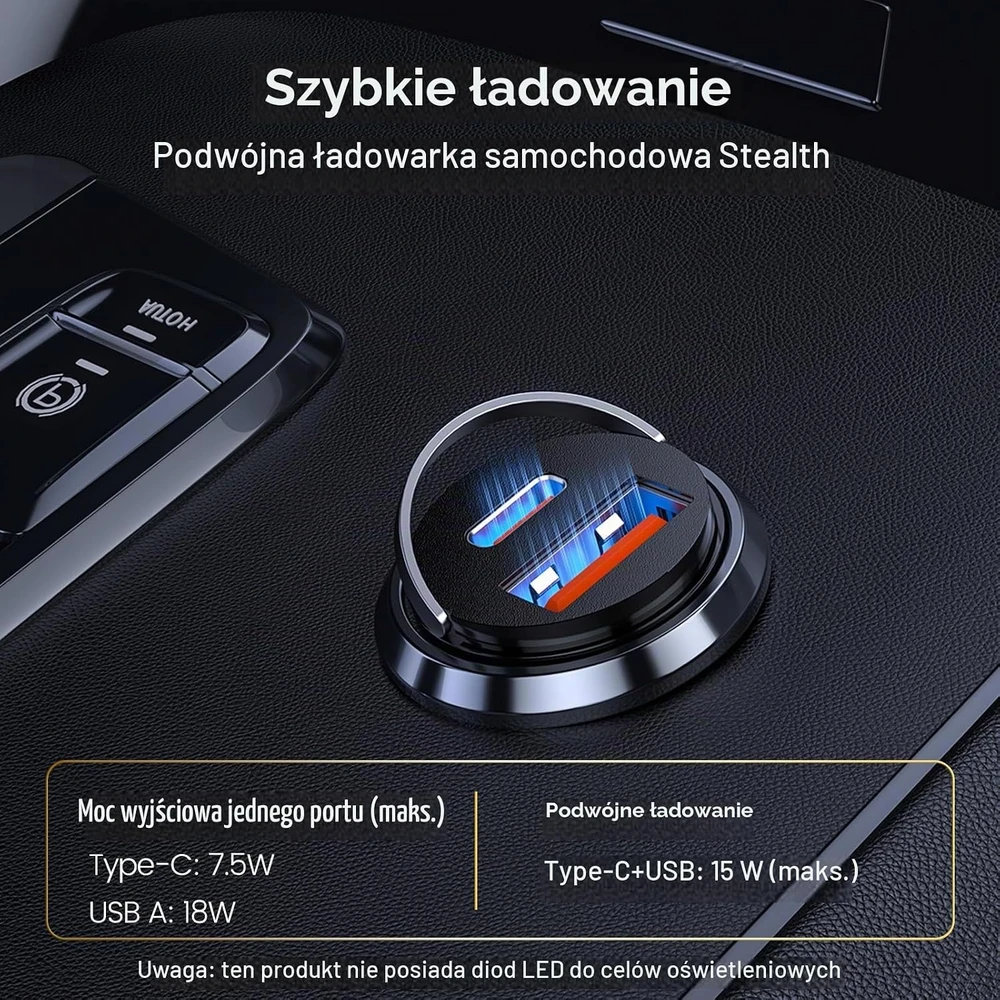 MOSWAG automobilinis įkroviklis USB-C ir USB-A, 18 W, QC 3.0, SD-001