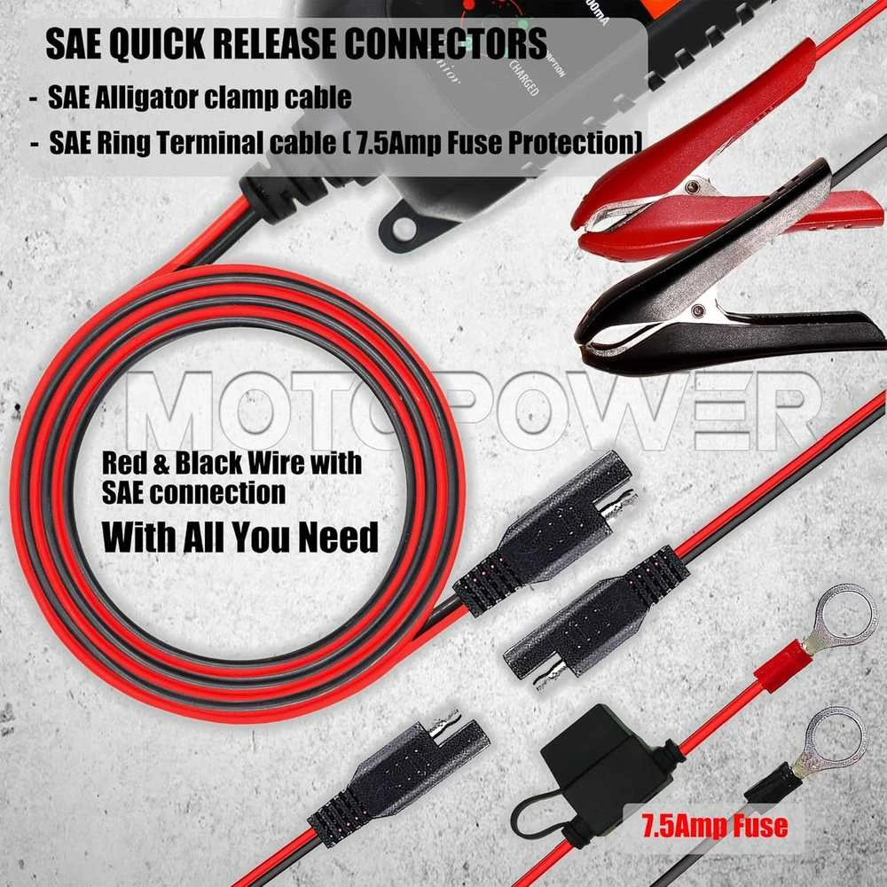 MOTOPOWER 12V 800mA automatinis akumuliatoriaus įkroviklis su priežiūros ir desulfatavimo funkcija MP00205A