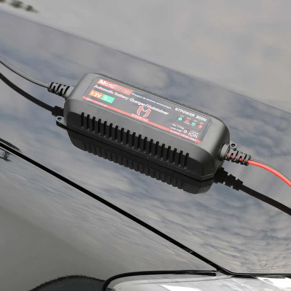 MOTOPOWER akumuliatorių įkroviklis 12V 2A, švino-rūgštiniams ir ličio jonų akumuliatoriams, MP00207A-FR