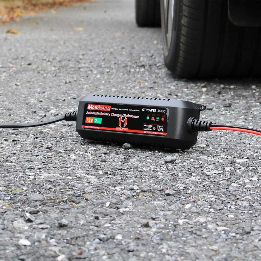 MOTOPOWER akumuliatorių įkroviklis 12V 2A, švino-rūgštiniams ir ličio jonų akumuliatoriams, MP00207A-FR