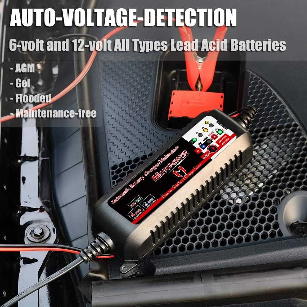 MOTOPOWER akumuliatorių įkroviklis 6V/12V 4A su automatiniu režimu ir atkūrimo funkcija MP00207-FR
