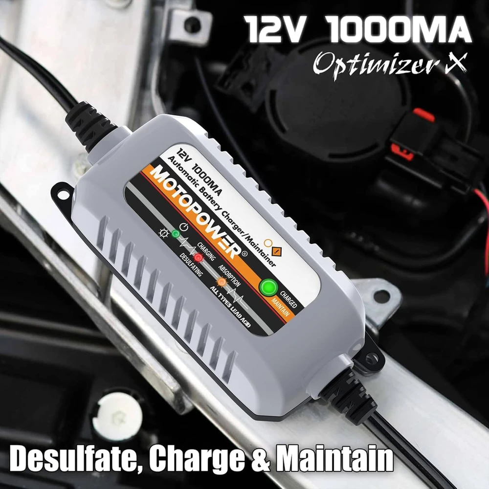 MOTOPOWER automatinis 12 V 1000 mA akumuliatorių įkroviklis su SAE jungtimi MP00205B