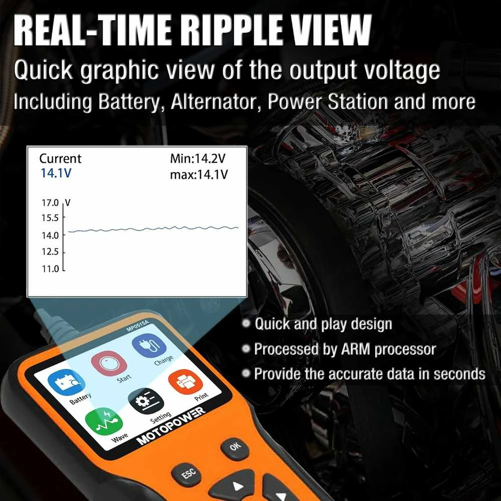 MOTOPOWER Automobilio akumuliatoriaus įkrovimo testeris