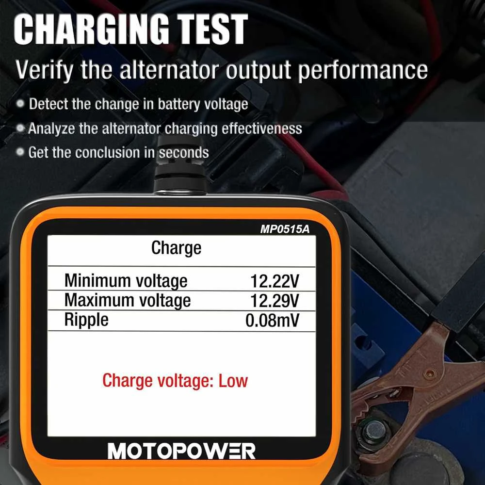 MOTOPOWER Automobilio akumuliatoriaus įkrovimo testeris