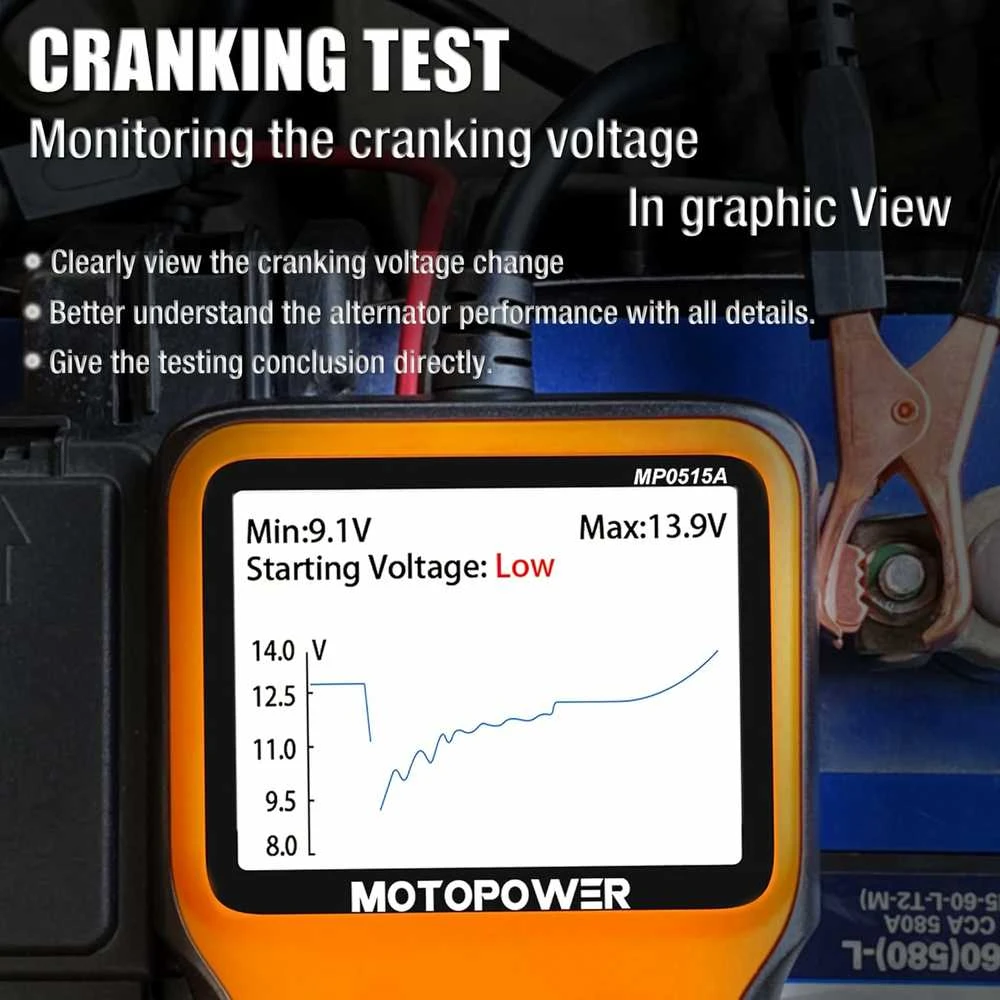 MOTOPOWER Automobilio akumuliatoriaus įkrovimo testeris