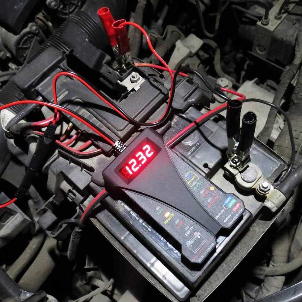 MOTOPOWER skaitmeninis 12 V akumuliatoriaus testeris su LCD ekranu, voltmetras ir įkrovimo sistemos analizatorius MP0514A