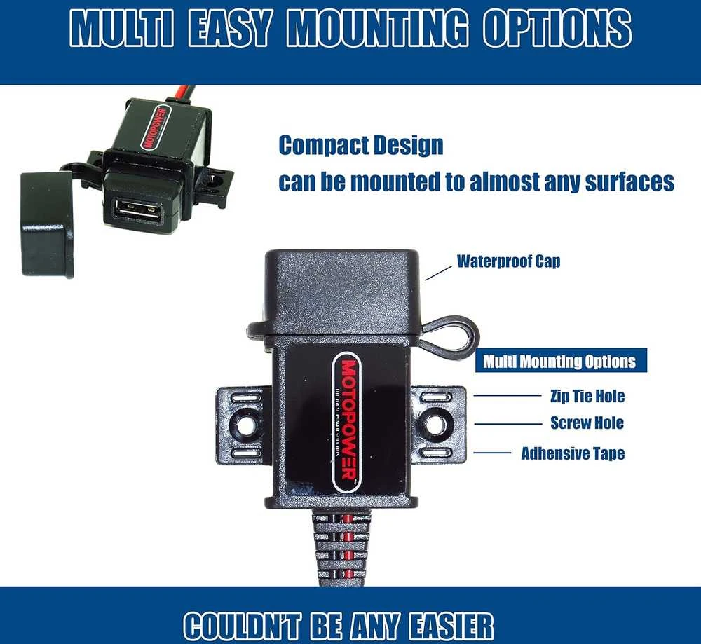 MOTOPOWER USB įkroviklis motociklui, 3,1 A, SAE jungtys, 12–24 V, MP0609AA-UK
