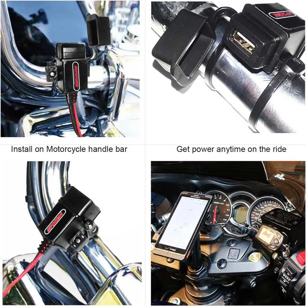 MOTOPOWER USB įkroviklis motociklui, 3,1 A, SAE jungtys, 12–24 V, MP0609AA-UK
