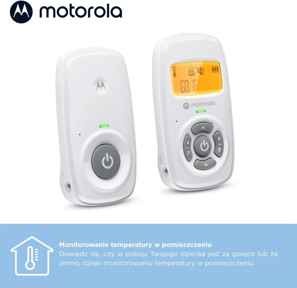 Motorola Nursery garso auklė AM24 su DECT ryšiu, LCD ekranu ir 300 m veikimo nuotoliu