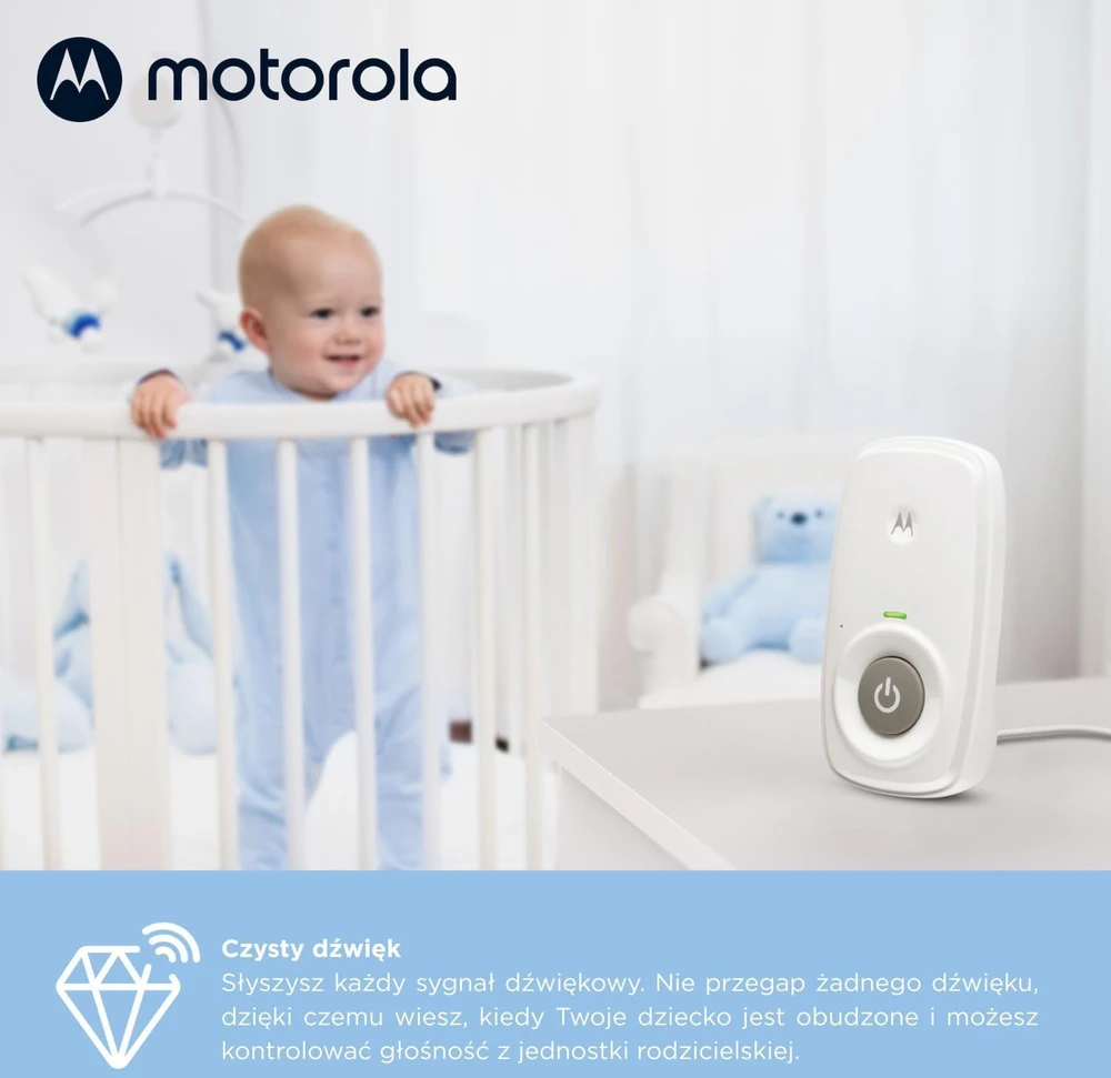 Motorola Nursery garso auklė AM24 su DECT ryšiu, LCD ekranu ir 300 m veikimo nuotoliu