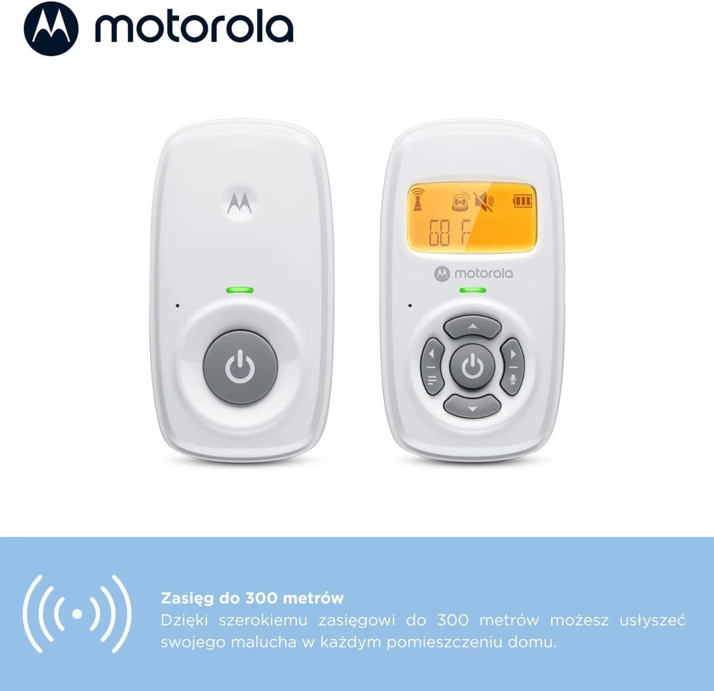 Motorola Nursery garso auklė AM24 su DECT ryšiu, LCD ekranu ir 300 m veikimo nuotoliu