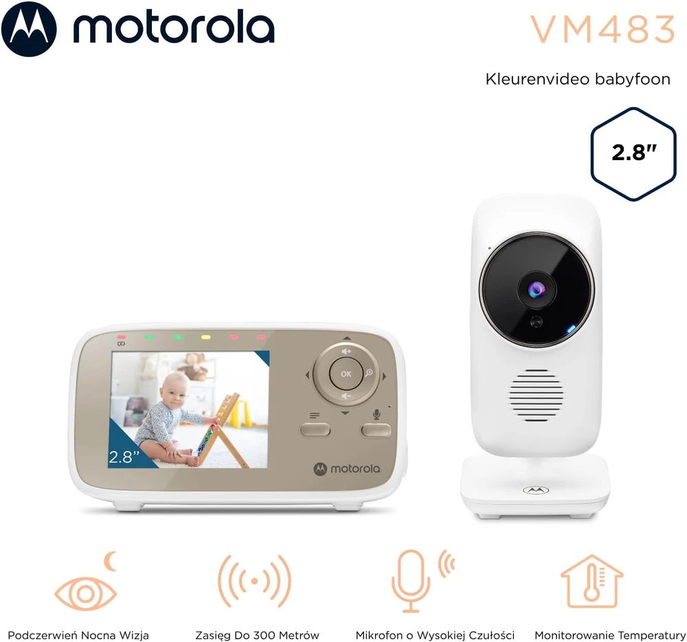Kūdikių stebėjimo kamera Motorola VM483, 2,8" (laidinė mobili auklė)