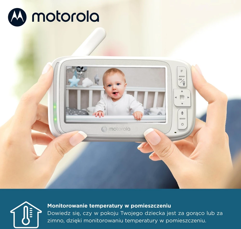 Motorola Nursery vaizdo auklė VM75 su 5 colių ekranu, kamera ir 2,4 GHz FHSS ryšiu