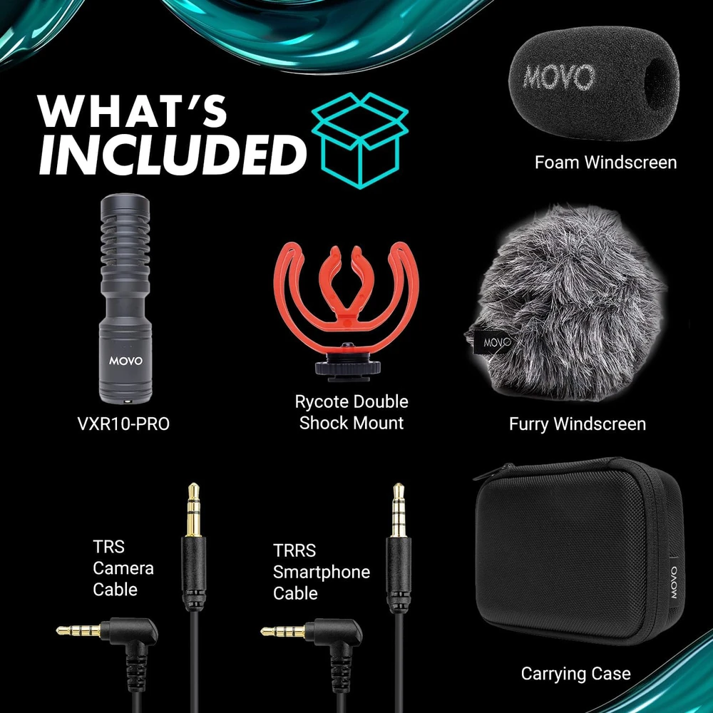 Movo išorinis vaizdo mikrofonas VXR10-PRO su Rycote amortizatoriumi, superkardioidinis, 3,5 mm jungtis