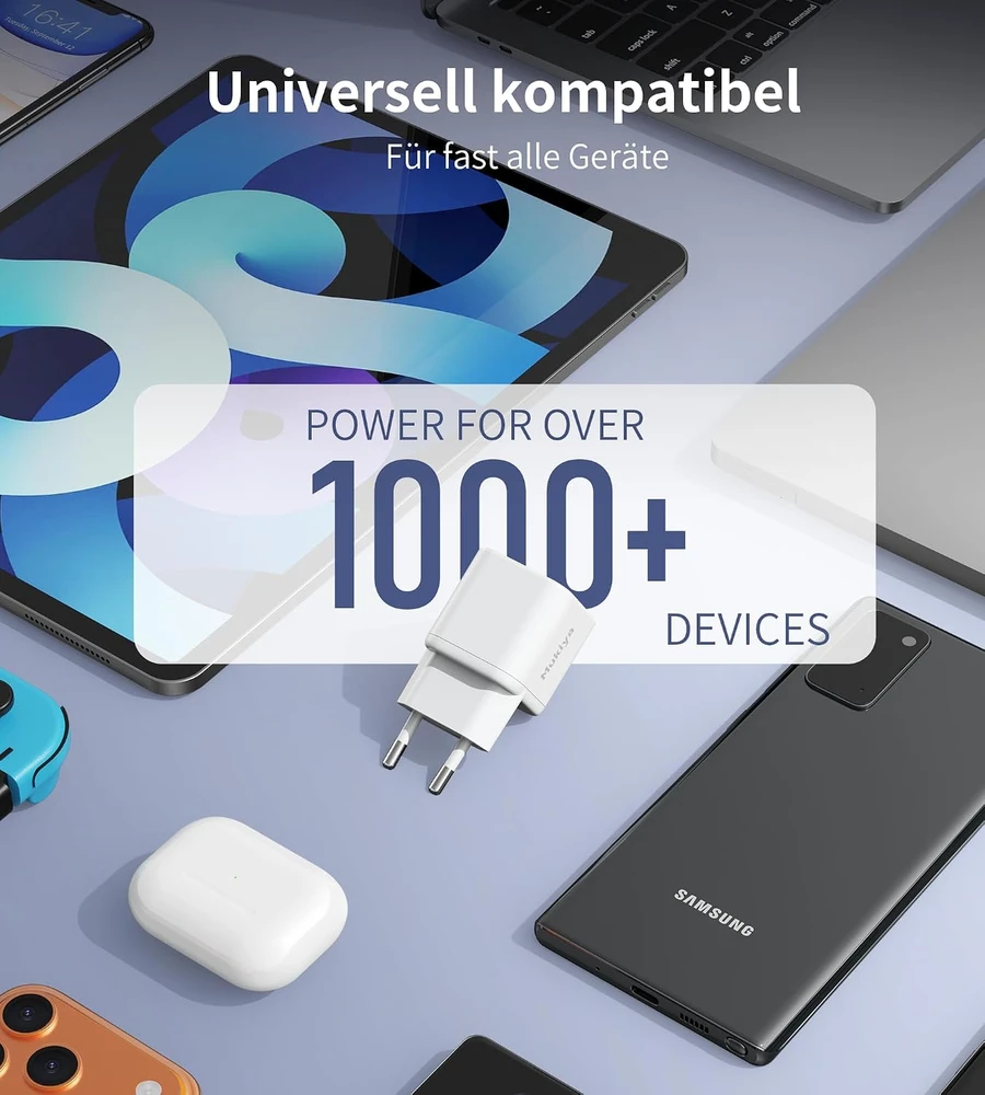 Mukiya 100 W GaN USB-C tinklo įkroviklis su PD 3.0 ir PPS, PD9031-EU