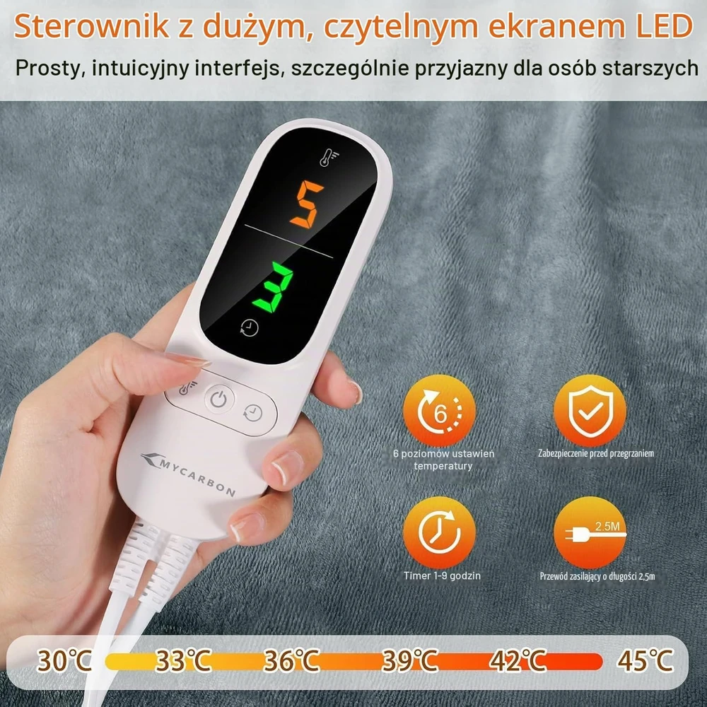 MYCARBON elektrinė antklodė, 180 × 160 cm, 160 W, SS25EN(180*160)M