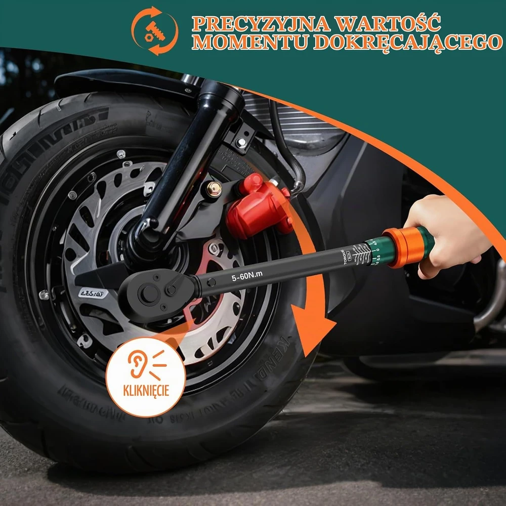 NADOKHI dinamometrinių raktų rinkinys 3/8", 5–60 Nm, 10 dalių NDK-BT02-60-Set