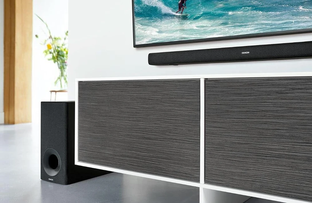 Soundbar namų kino sistema su beviele žemų dažnių kolonėle Denon DHT-S316