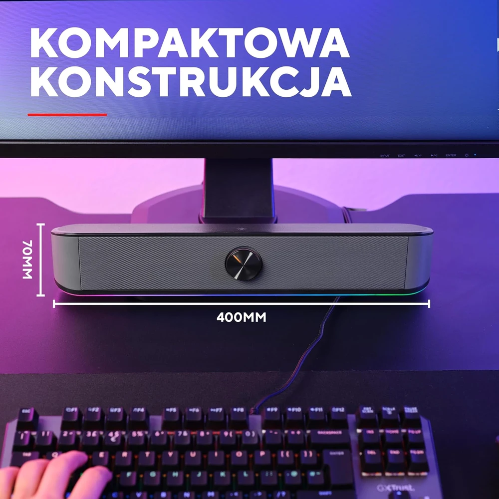 Namų kino sistema GXTrust kompiuterinė garso juosta Rhox RGB, 12 W, USB ir AUX, 25332