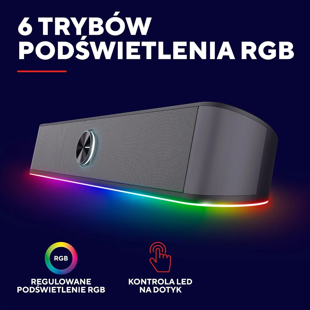 Namų kino sistema GXTrust kompiuterinė garso juosta Rhox RGB, 12 W, USB ir AUX, 25332