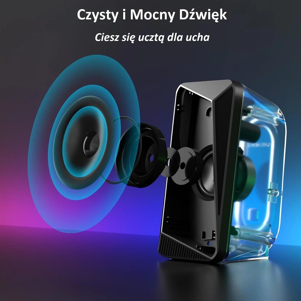 Namų kino sistema SOULION kompiuterinė garso juosta Bluetooth, AUX 3,5 mm, USB, LED, 10 W C30BK