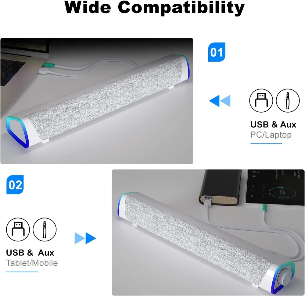 Namų kino sistema SOULION kompiuterio garso juosta R30 su LED apšvietimu, USB ir 3,5 mm jungtimis