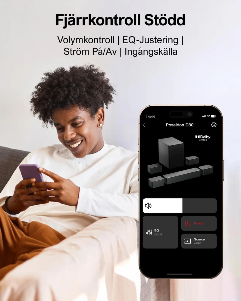 Namų kino sistema ULTIMEA 7.1 garso sistema su Dolby Atmos, 460 W, belaidžiu 6,5 colio žemųjų dažnių garsiakalbiu, 4 erdviniais garsiakalbiais, Poseidon D80