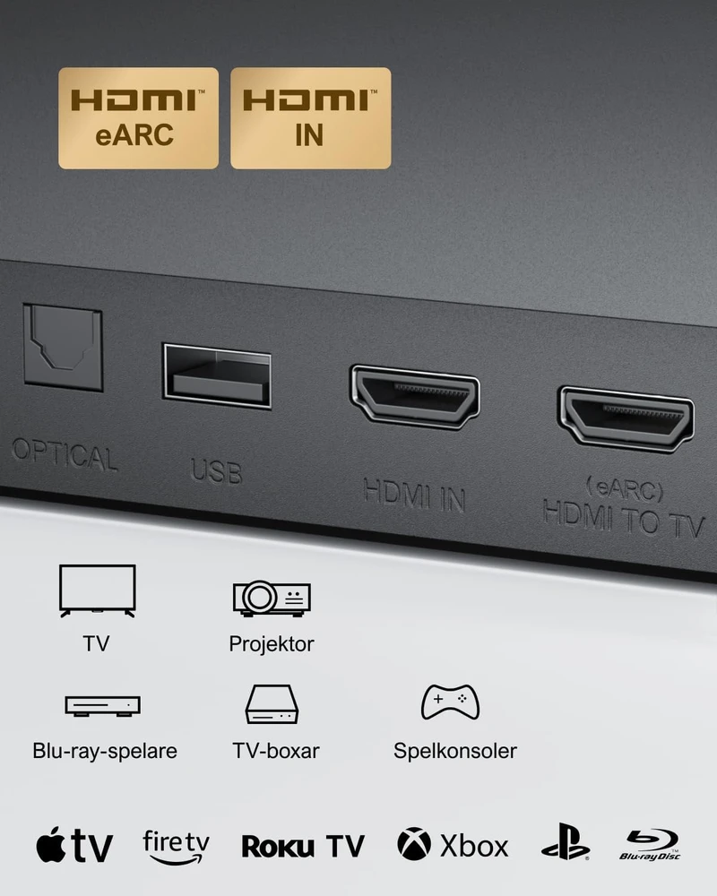 Namų kino sistema ULTIMEA 7.1 garso sistema su Dolby Atmos, 460 W, belaidžiu 6,5 colio žemųjų dažnių garsiakalbiu, 4 erdviniais garsiakalbiais, Poseidon D80