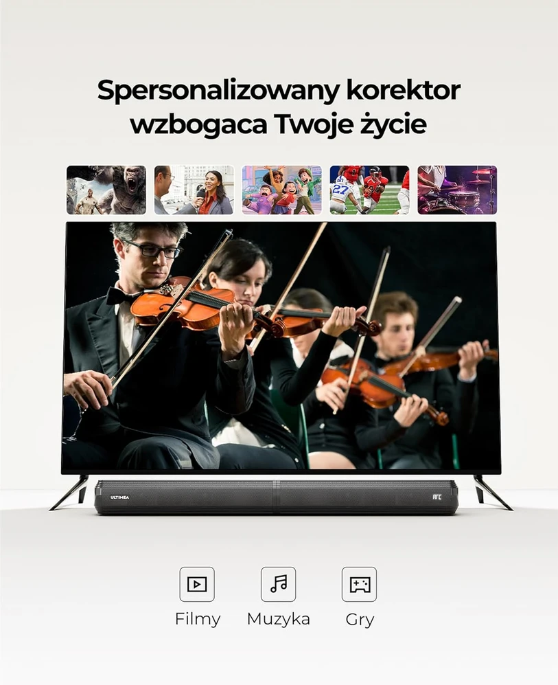 Namų kino sistema Ultimea garso juosta 2.2 kanalų, Bluetooth 5.3, HDMI ARC, EQ režimai, Apollo S40 Pro