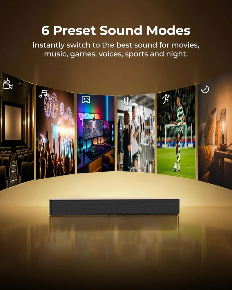 Namų kino sistema ULTIMEA garso juosta su belaidžiu žemųjų dažnių garsiakalbiu, Bluetooth 6.0, HDMI, 240 W, Poseidon M30
