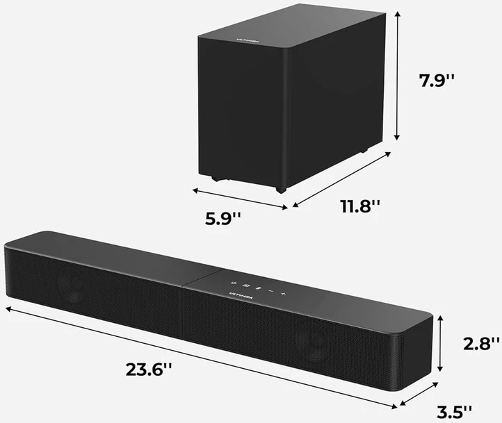 Namų kino sistema ULTIMEA garso juosta su belaidžiu žemųjų dažnių garsiakalbiu, Bluetooth 6.0, HDMI, 240 W, Poseidon M30