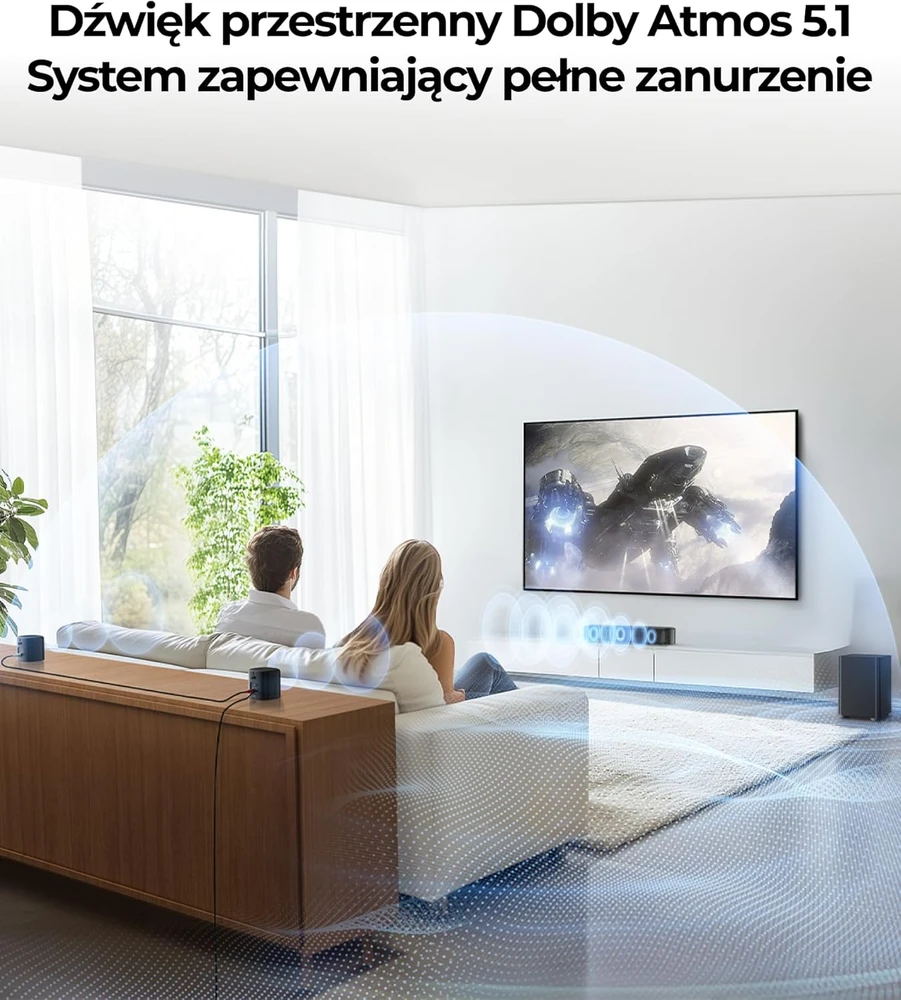 Namų kino sistema ULTIMEA garso kolonėlių sistema 5.1 Dolby Atmos, su žemųjų dažnių garsiakalbiu ir belaidžiais erdvinio garso garsiakalbiais, Aura A50 Pro