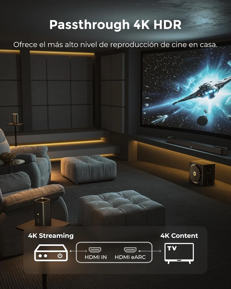 Namų kino sistema ULTIMEA namų kino garso sistema 7.1.4 su 840 W garso juosta, belaidžiu 8 colių žemųjų dažnių garsiakalbiu, Dolby Atmos, Skywave X60