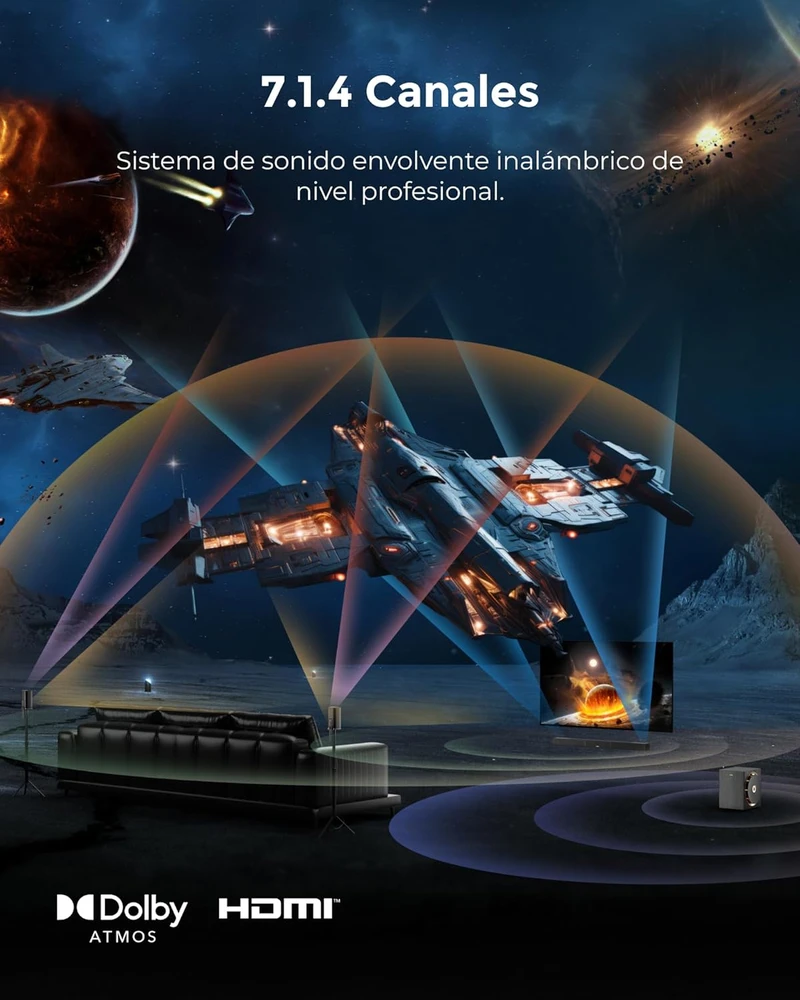 Namų kino sistema ULTIMEA namų kino garso sistema 7.1.4 su 840 W garso juosta, belaidžiu 8 colių žemųjų dažnių garsiakalbiu, Dolby Atmos, Skywave X60