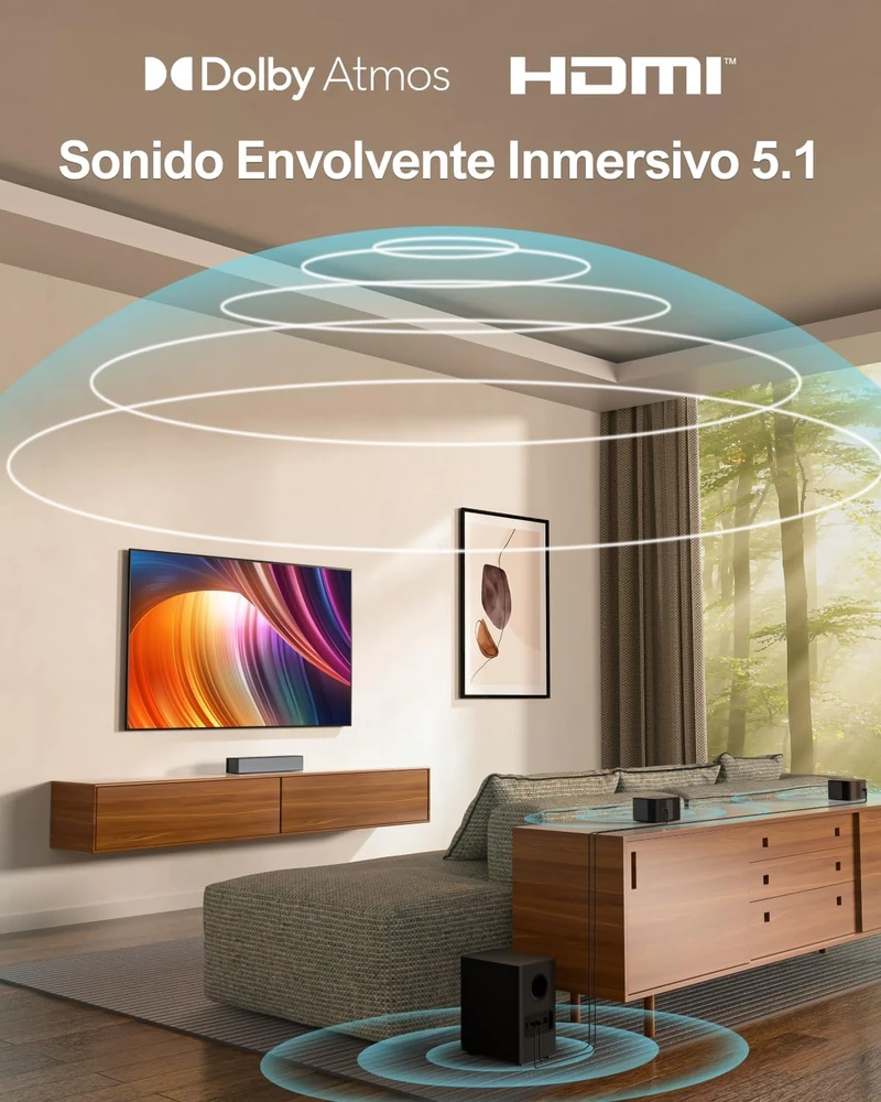 Namų kino sistema ULTIMEA namų kino garso sistema su Dolby Atmos, 5.1 kan. erdvinis garsas, HDMI-eARC, Bluetooth, Poseidon D60