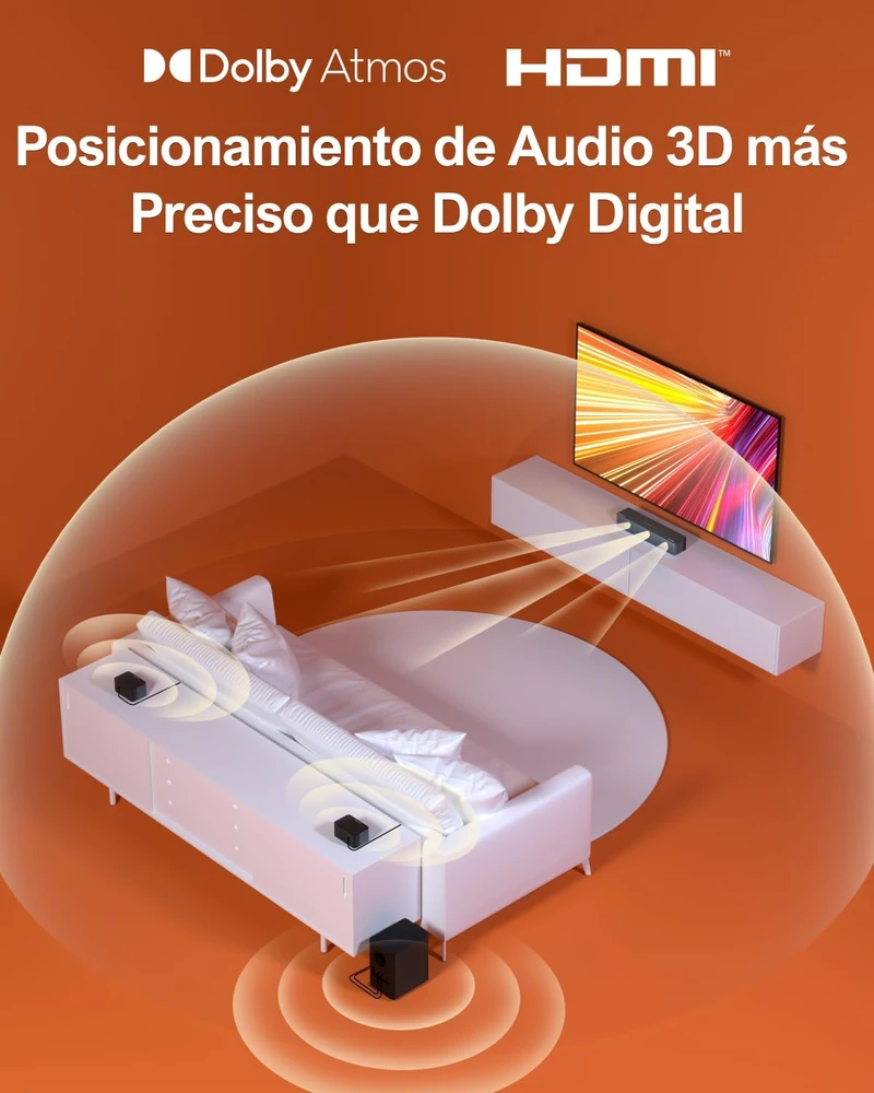 Namų kino sistema ULTIMEA namų kino garso sistema su Dolby Atmos, 5.1 kan. erdvinis garsas, HDMI-eARC, Bluetooth, Poseidon D60