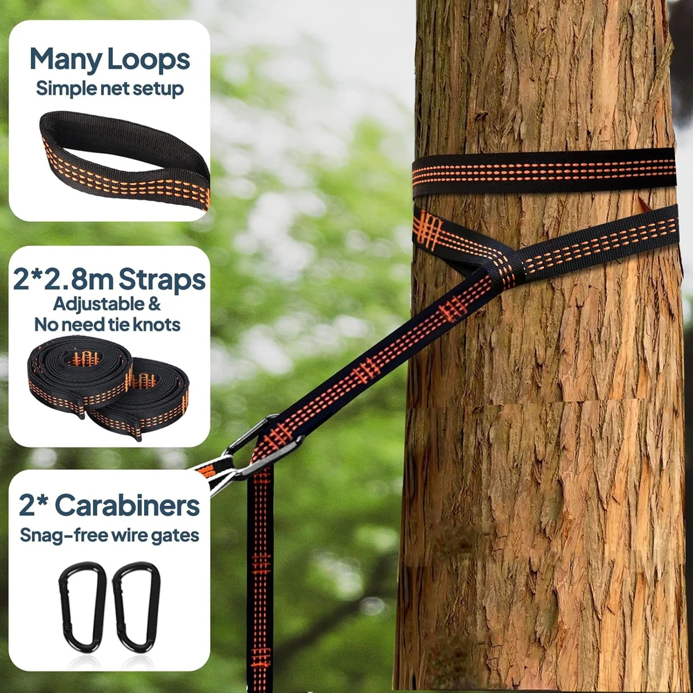 NatureFun turistinis hamakas su tinkleliu nuo vabzdžių, 2,74 x 1,4 m, 300 kg, mėlynas, NFNY/275140SK