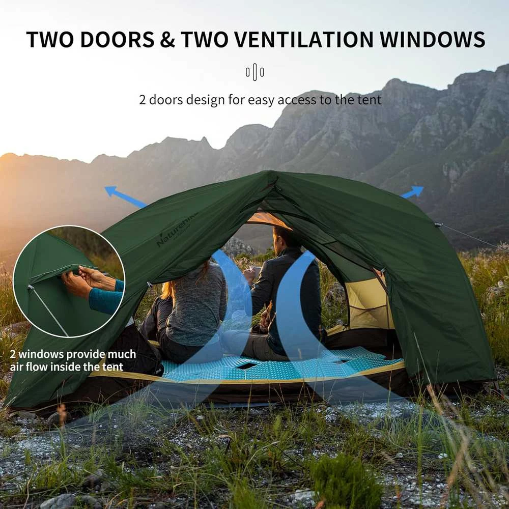 Naturehike dvivietė itin lengva stovyklavimo palapinė, silikonizuotas 20D nailonas, 4 sezonų, Star River