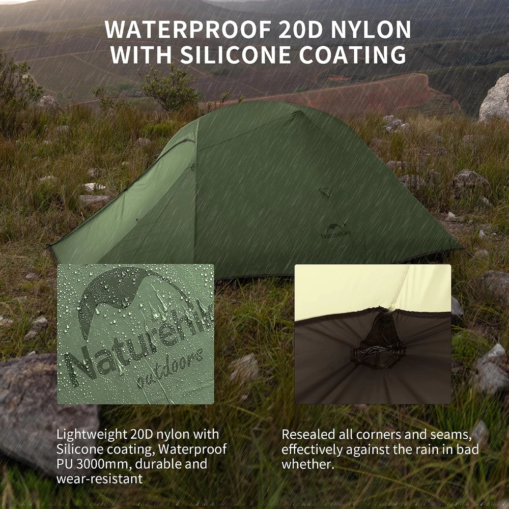Naturehike dvivietė lengva kupolinė palapinė Cloud Up Pro 2, 1,8kg, vandeniui atspari