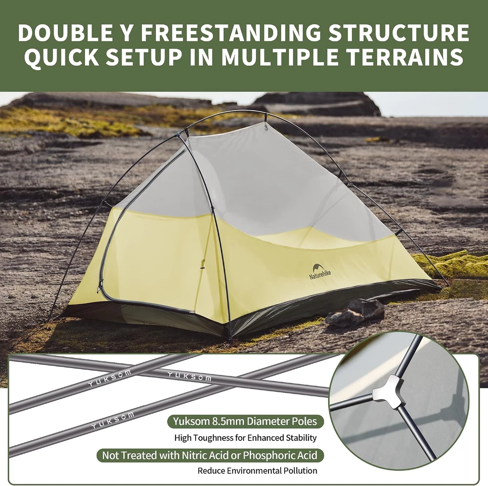 Naturehike dvivietė lengva kupolinė palapinė Cloud Up Pro 2, 1,8kg, vandeniui atspari