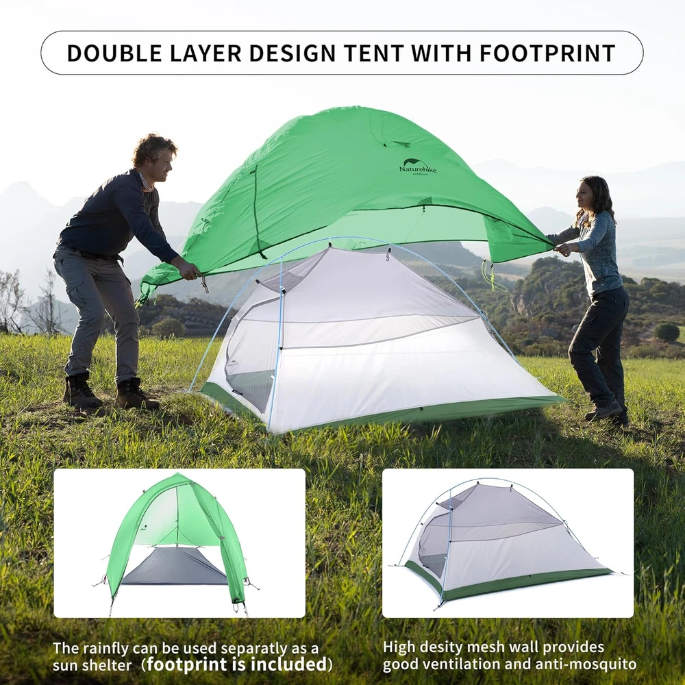Naturehike Itin lengva dvivietė palapinė Cloud Up 2 (atnaujintas modelis)