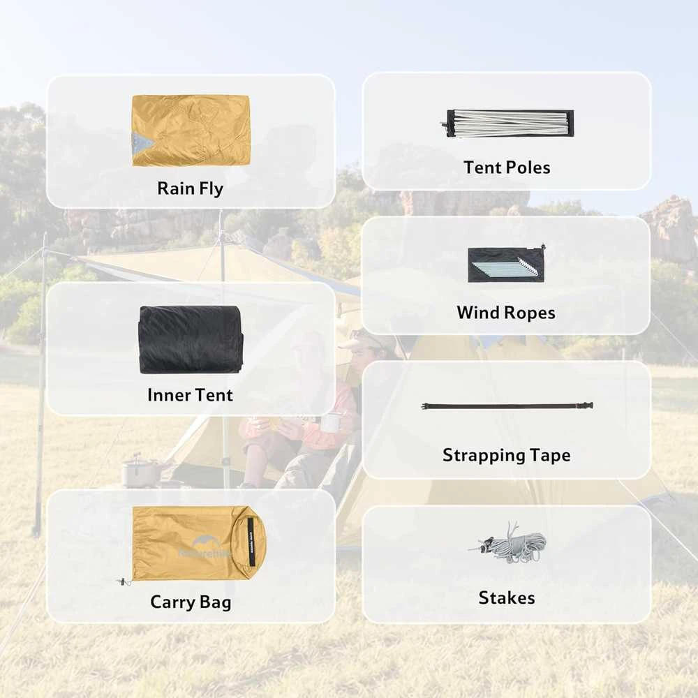 Naturehike kupolinė palapinė 2–3 asmenims, 2 įėjimai, 3 sezonų, 2,55 kg, Bleik B