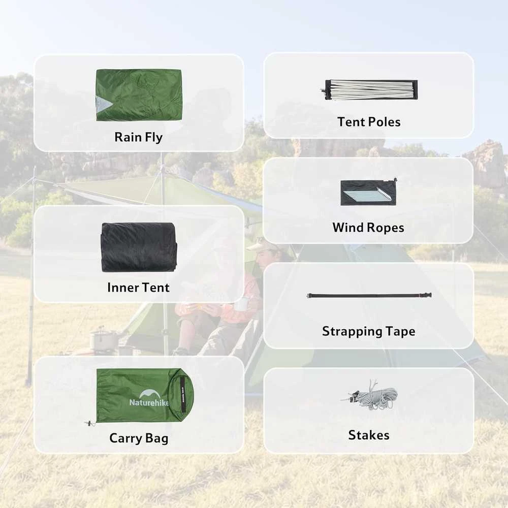 Naturehike kupolinė palapinė 2–3 asmenims, 2 įėjimai, 2,55 kg, žalia, Bleik B